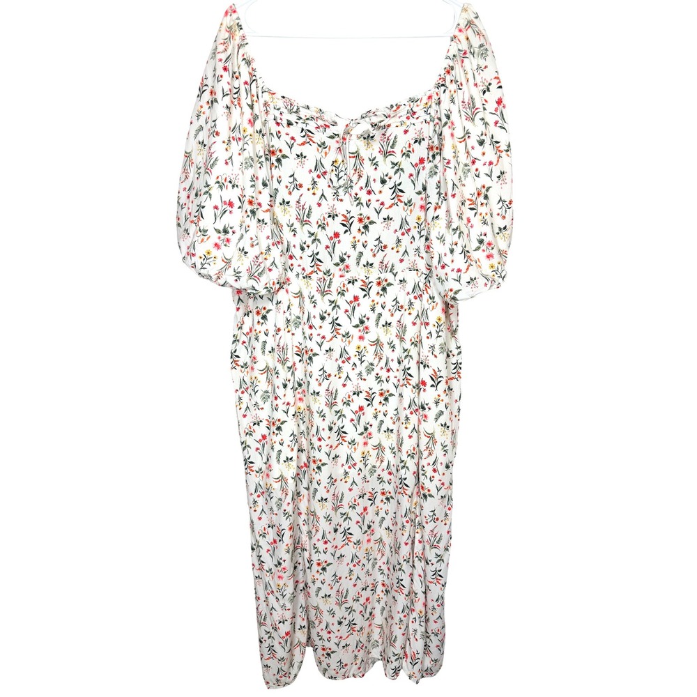 Old Navy Women XXL White Floral Milkmad Puff Sleeve Romantic Peasant Dress